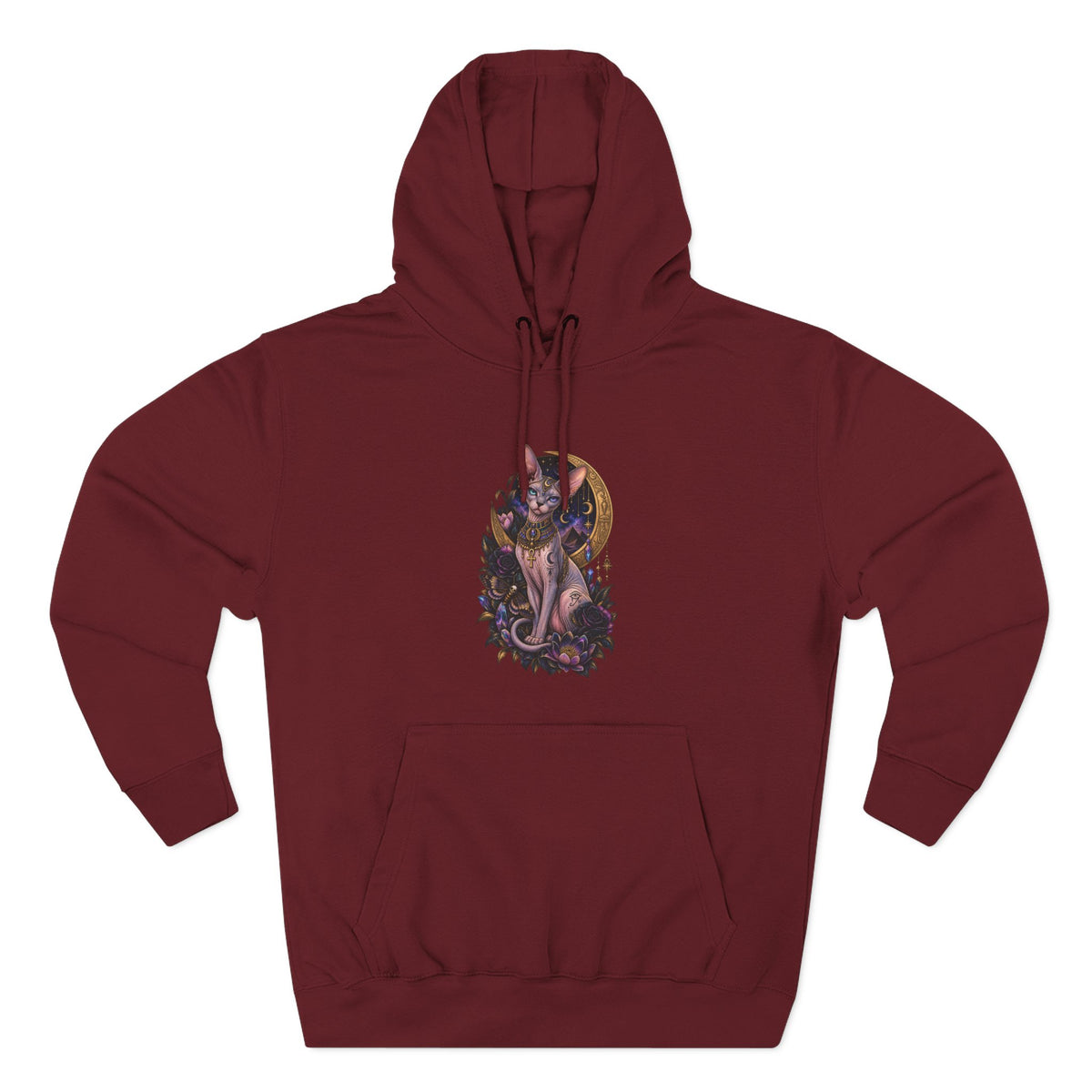 Mystic Moon Egyptian Sphynx Cat Hoodie — Gothic Feline Graphic Pullover