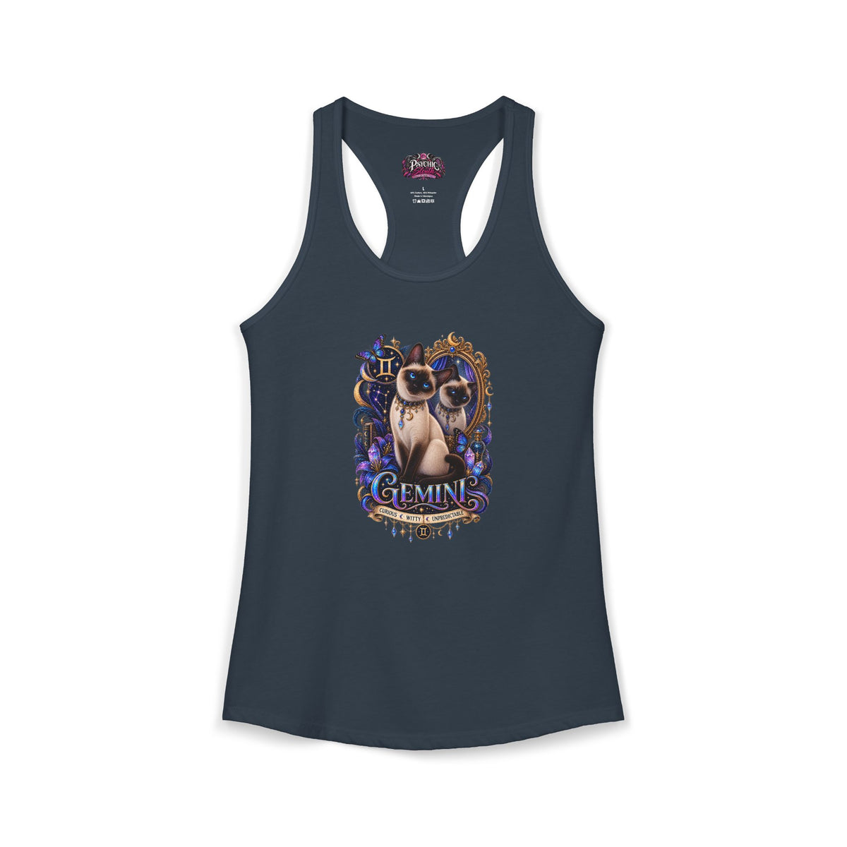 Gemini Siamese Cat Zodiac Tank- Celestial Astrology Cat Lover Tank