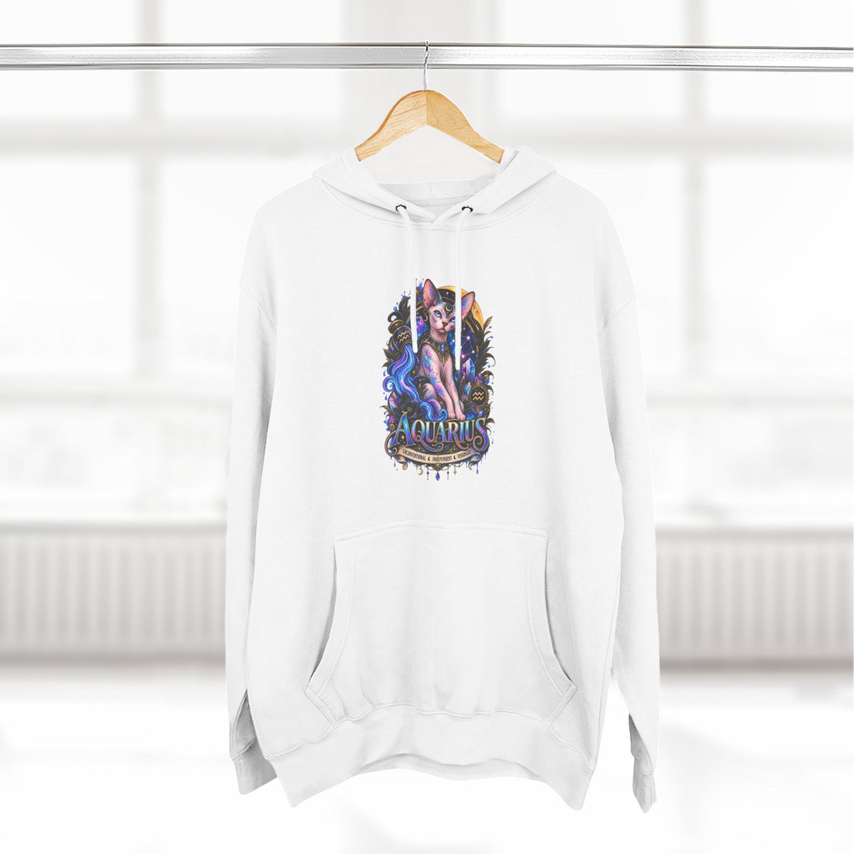 Aquarius Sphynx Cat Zodiac Hoodie- Celestial Astrology Cat Lover Sweatshirt