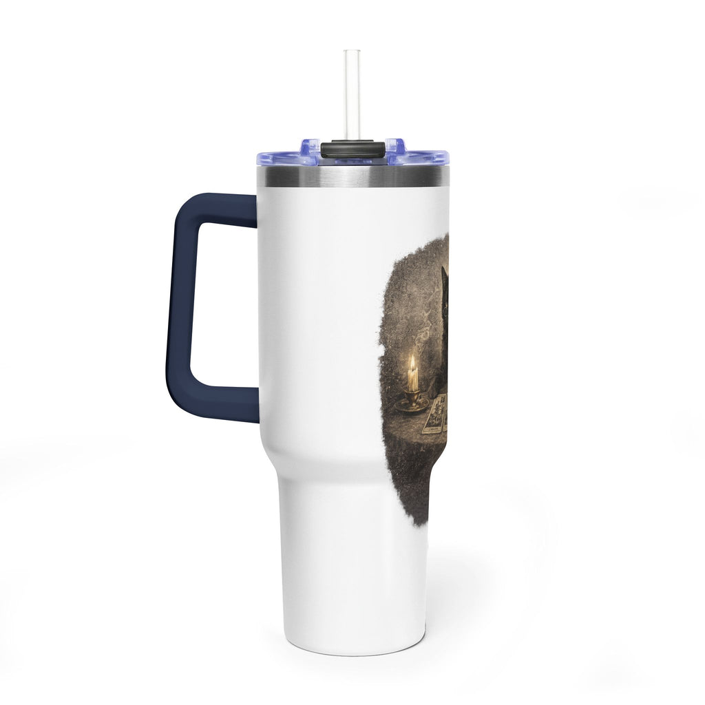 40oz Black Cat Tarot Tumbler — Witchy Tarot Coffee Travel Mug