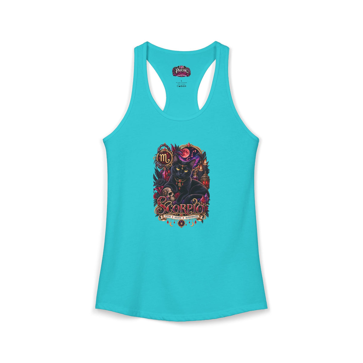 Scorpio Black Cat Bombay Zodiac Tank- Celestial Astrology Cat Lover Tank
