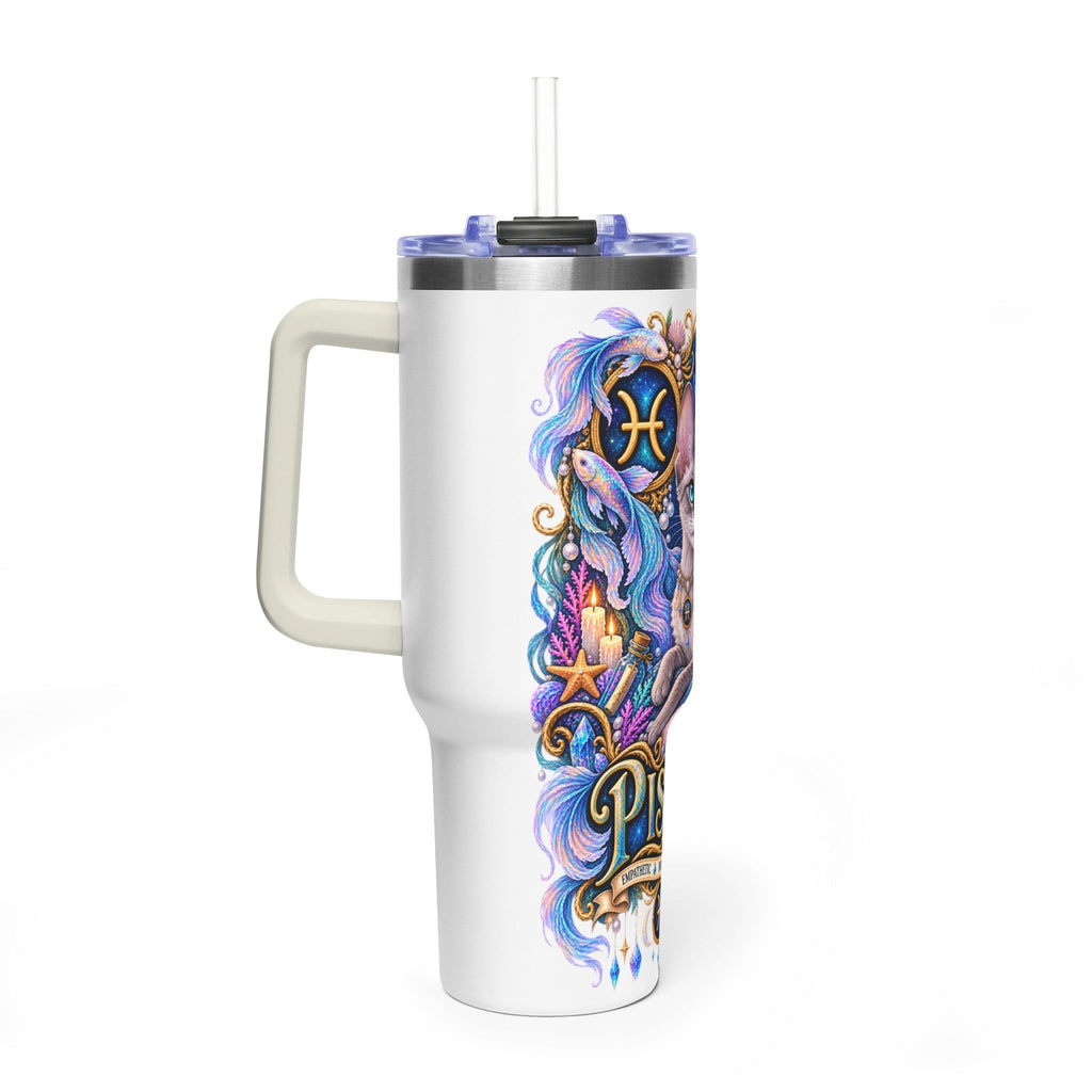 Pisces Devon Rex Cat 40oz Tumbler — Zodiac Vacuum Insulated Travel Cup