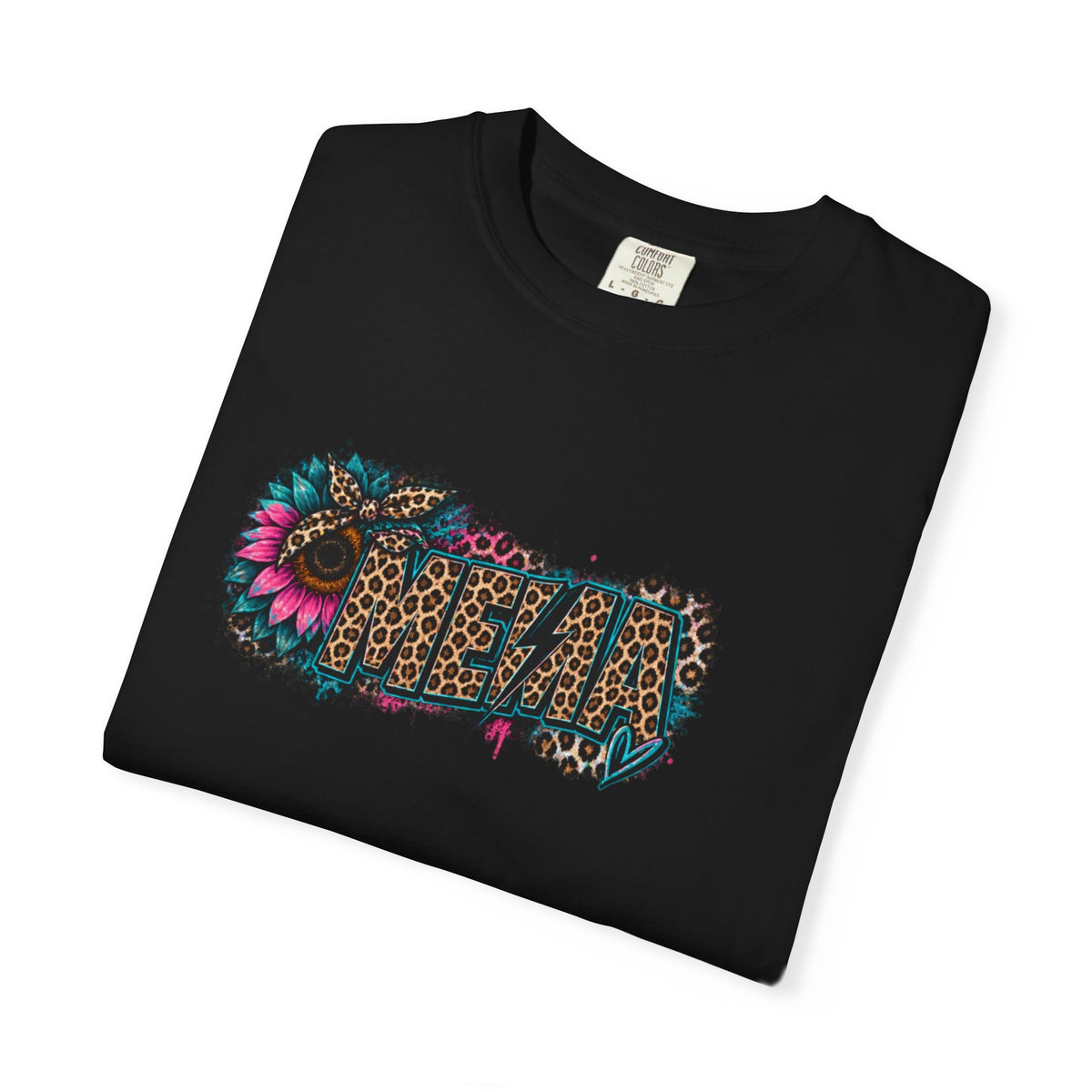 MEMA Leopard Floral Logo T-Shirt — Vintage Animal Print Graphic Tee