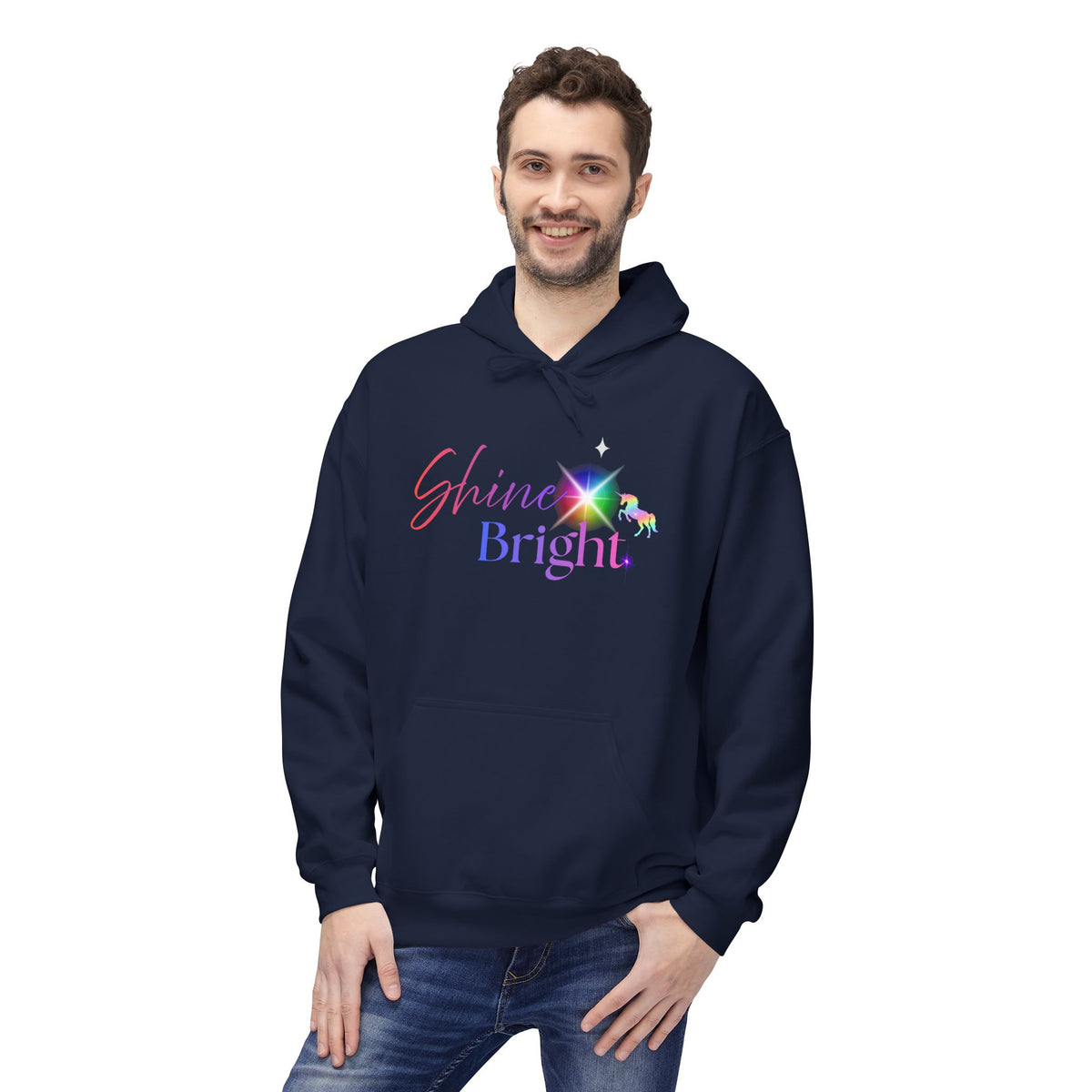 Shine Bright Pastel Hoodie — Inspirational Rainbow Graphic Hoodie