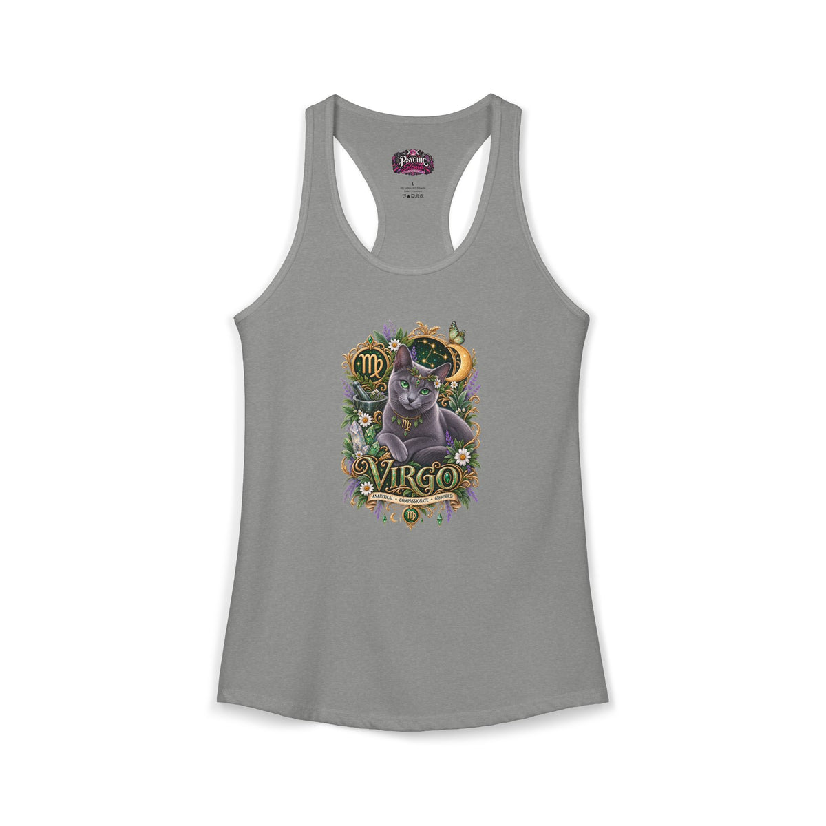 Virgo Russian Blue Zodiac Tank- Celestial Astrology Cat Lover Tank