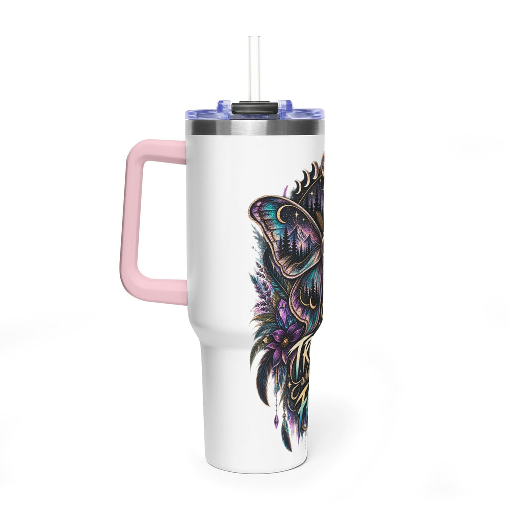 40oz Vacuum Tumbler — 'Trust What You Feel' Moth Nightscape Insulated Cup