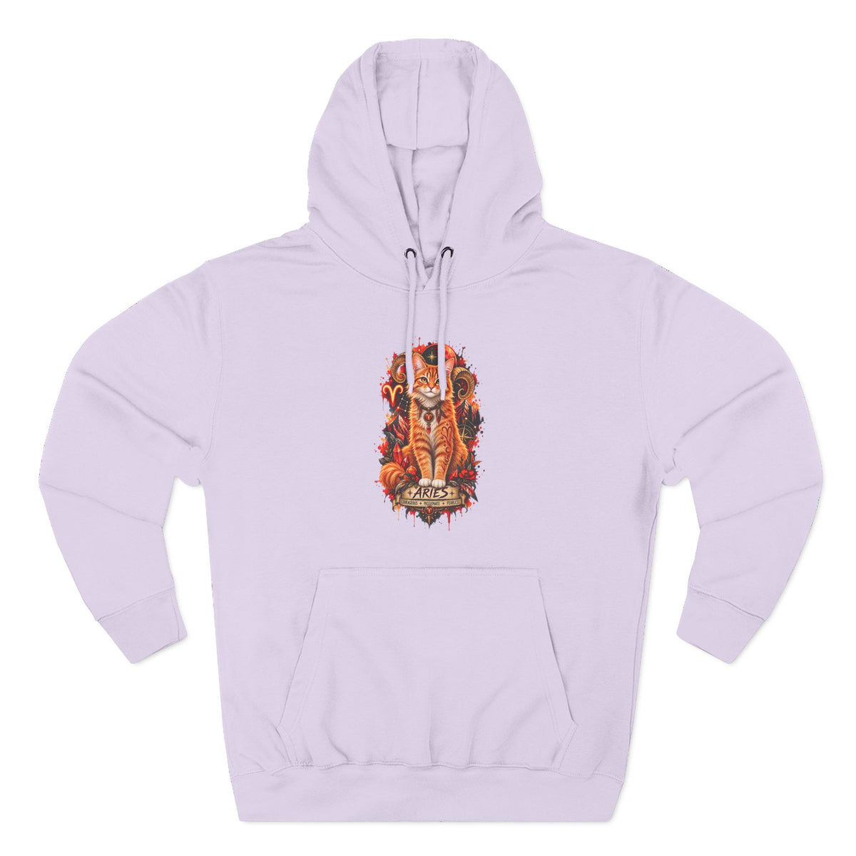Aries Tabby Cat Zodiac Hoodie — Zodiac Constellation Graphic Fleece Pullover