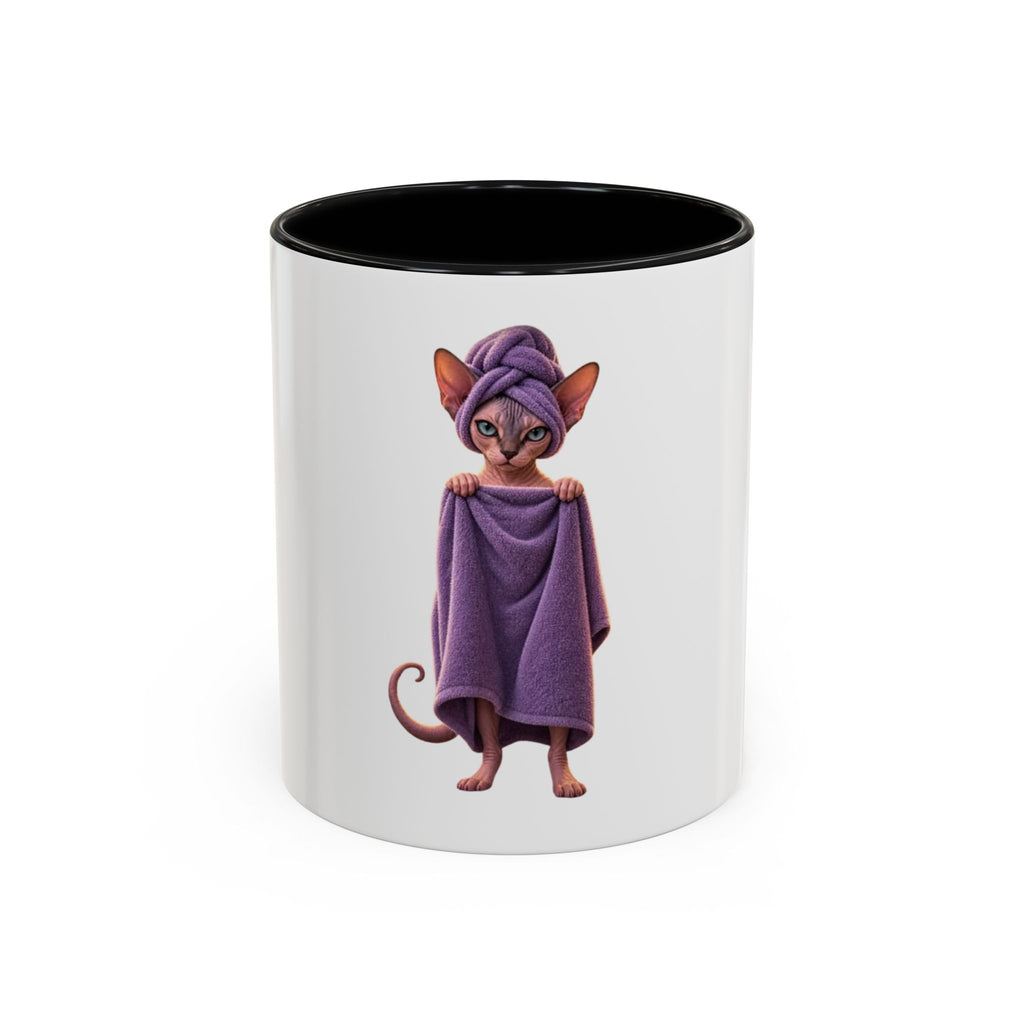 Sphynx Cat in Purple Towel Accent Coffee Mug (11/15 oz)
