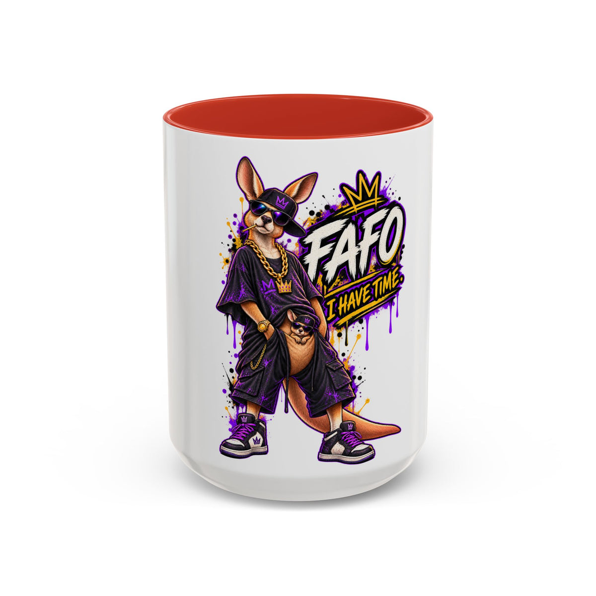 Kangaroo Streetwear Coffee Mug — "FAFO I Have Time" Accent Mug