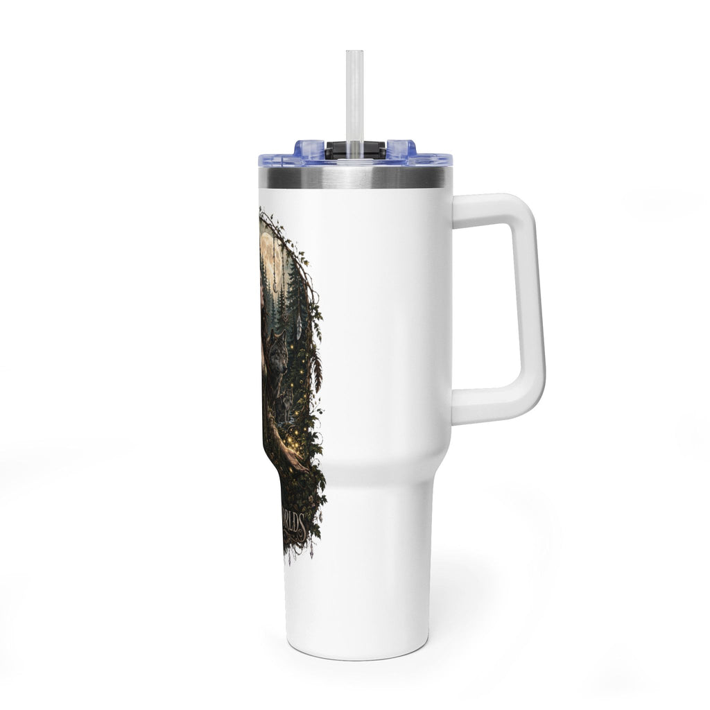 40oz Vacuum Tumbler — "Between Worlds" Mystical Forest Goddess Design