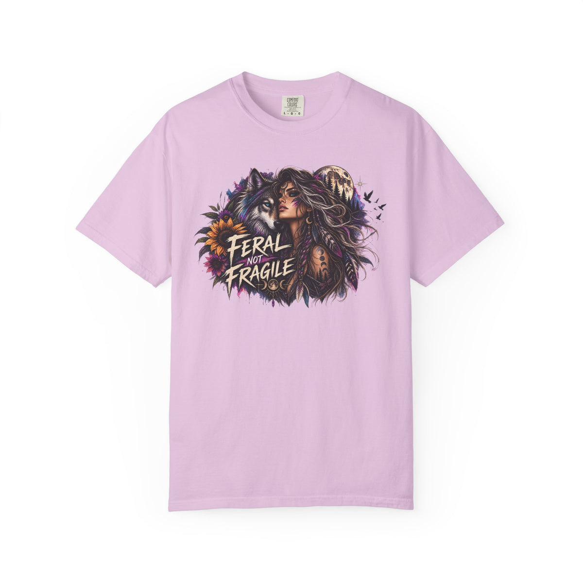 Feral Not Fragile Graphic T-Shirt — Wolf & Woman Nature Art Tee