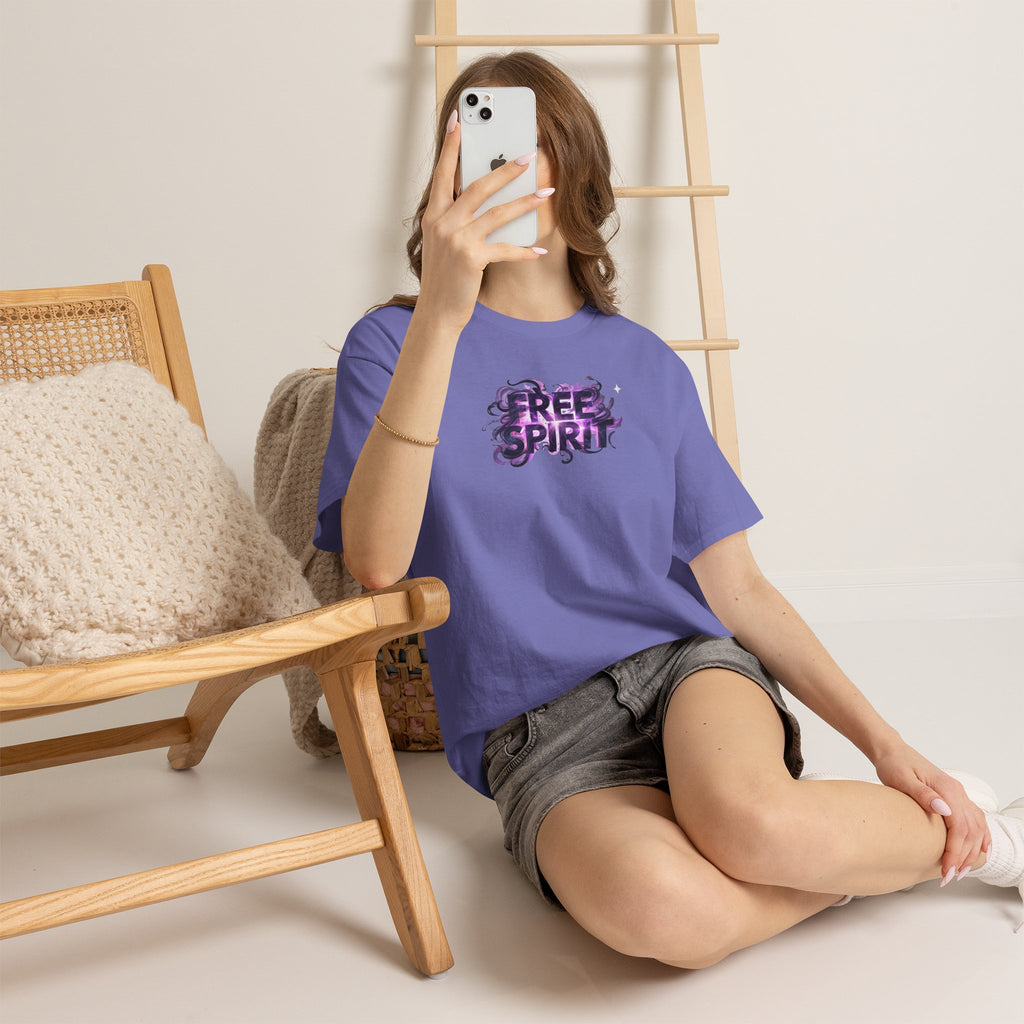 Free Spirit Tee — Purple Galaxy Wings Graphic T-Shirt