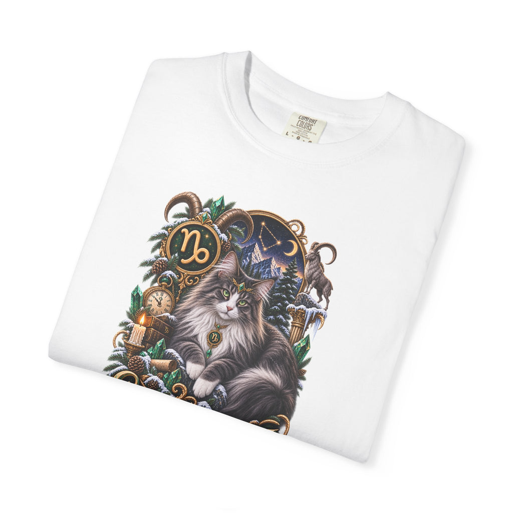 Capricorn Zodiac Norwegian Mountain Cat T-Shirt — Astrological Horoscope Tee