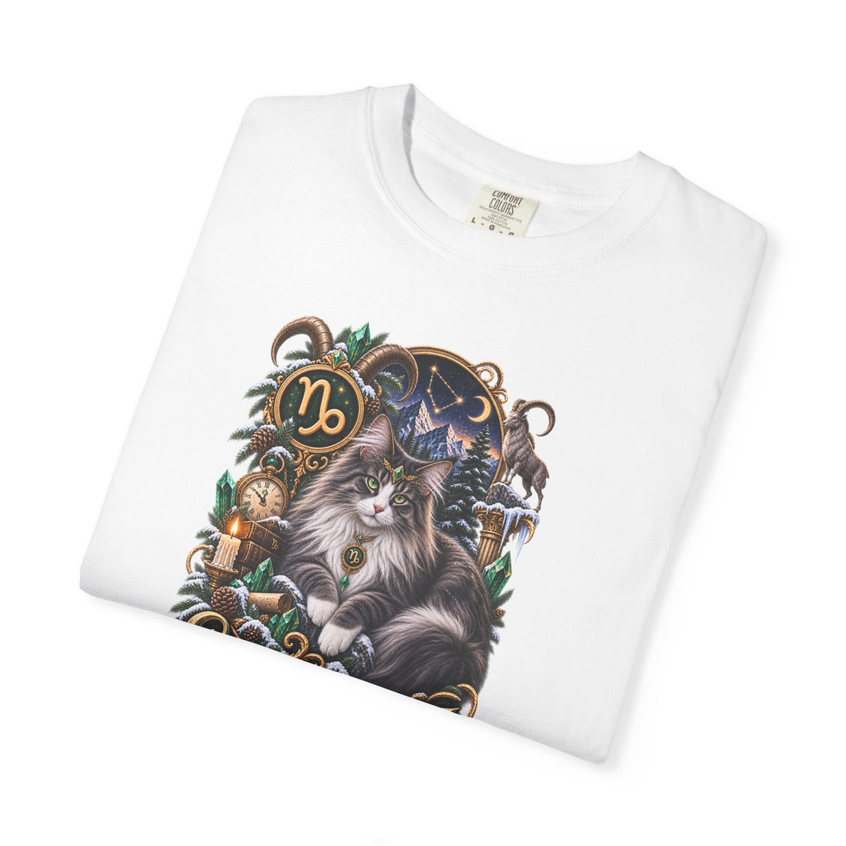 Capricorn Zodiac Norwegian Mountain Cat T-Shirt — Astrological Horoscope Tee
