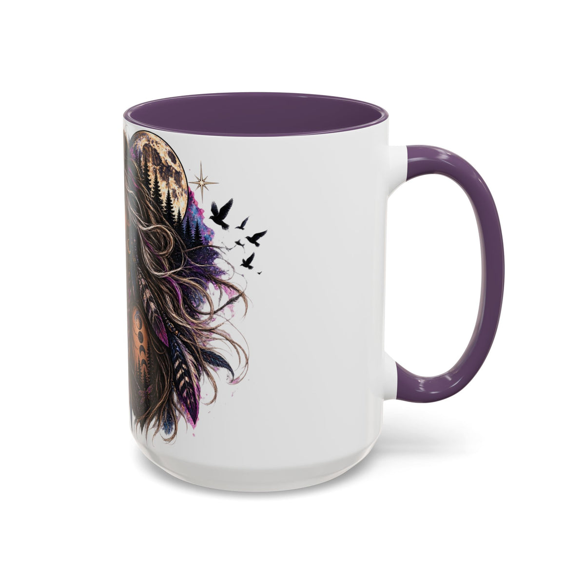 Feral Not Fragile Accent Coffee Mug — Wolf Goddess 11oz/15oz