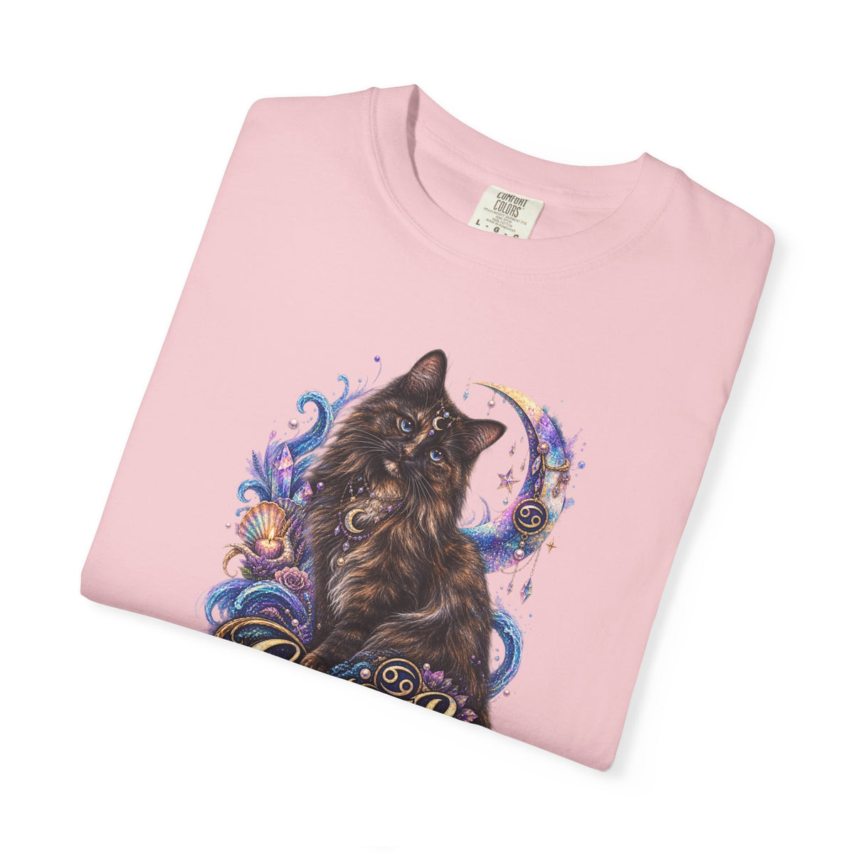 Cancer Zodiac T‑Shirt — Mystical Tortoiseshell   Cat Horoscope Design