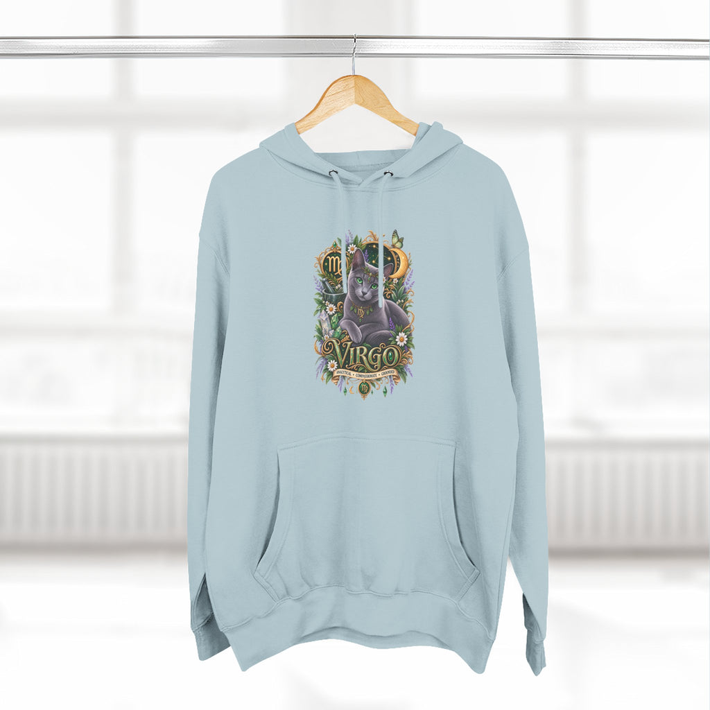 Virgo Russian Blue Cat Zodiac Hoodie — Astrological Virgo Horoscope Pullover
