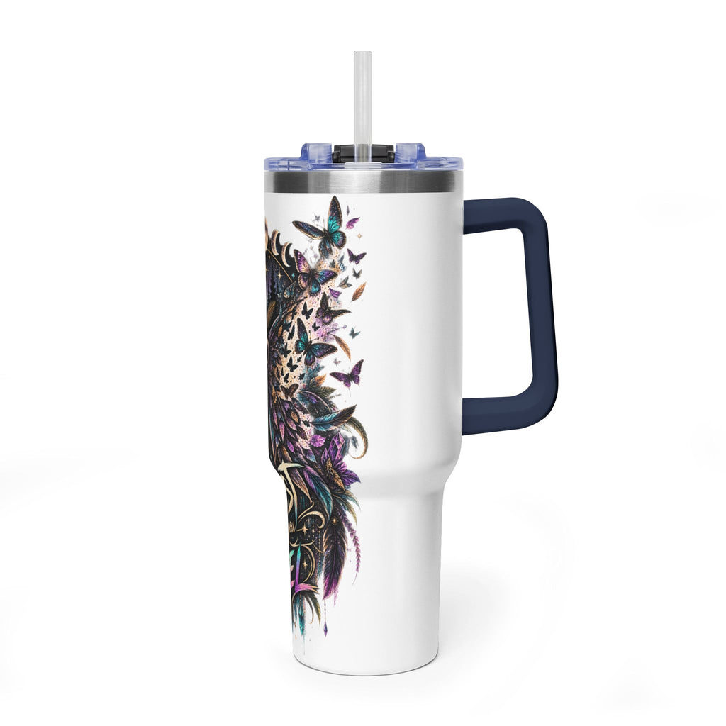 40oz Vacuum Tumbler — 'Trust What You Feel' Moth Nightscape Insulated Cup