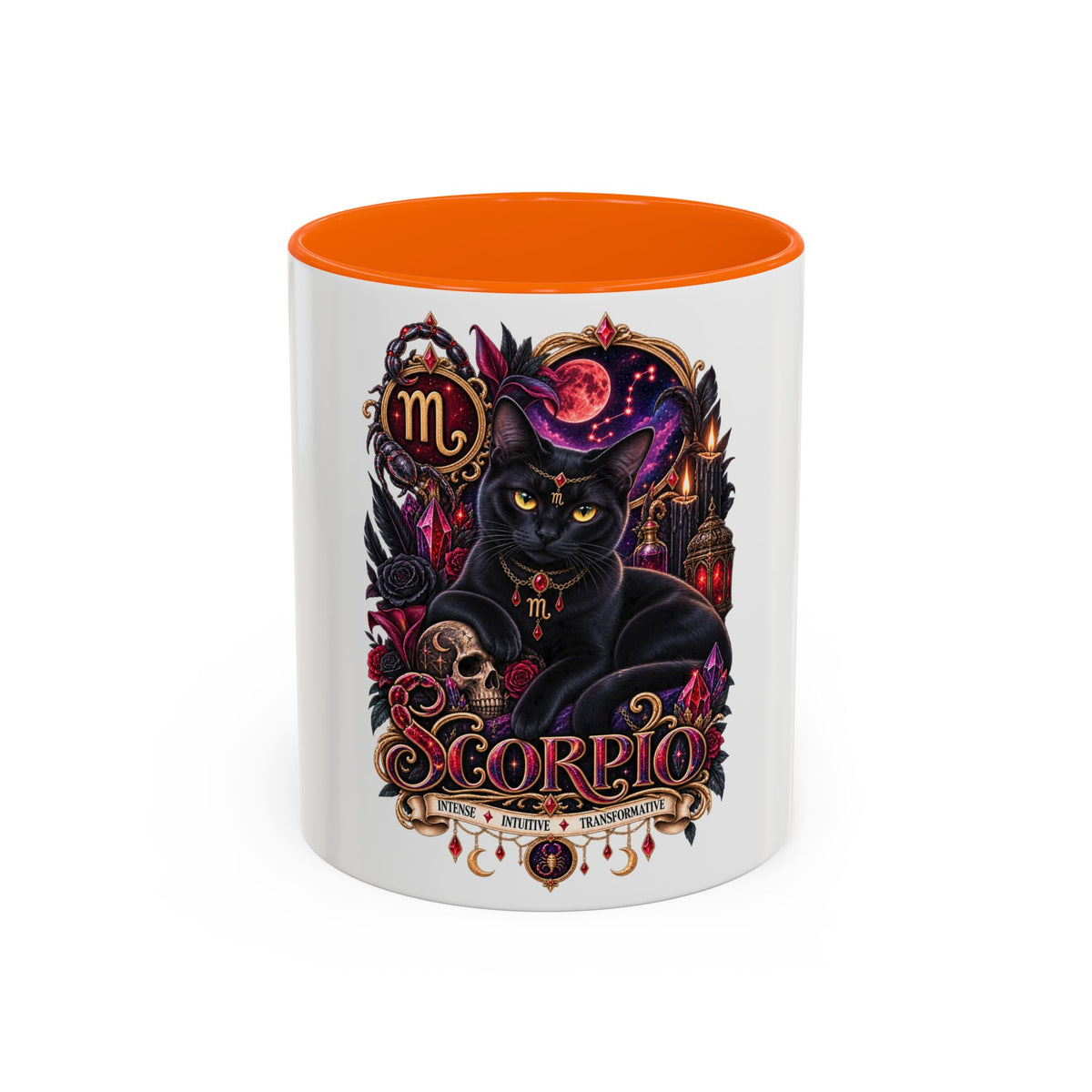 Scorpio Zodiac Black Cat Accent Coffee Mug – Astrology Gift (11oz & 15oz)