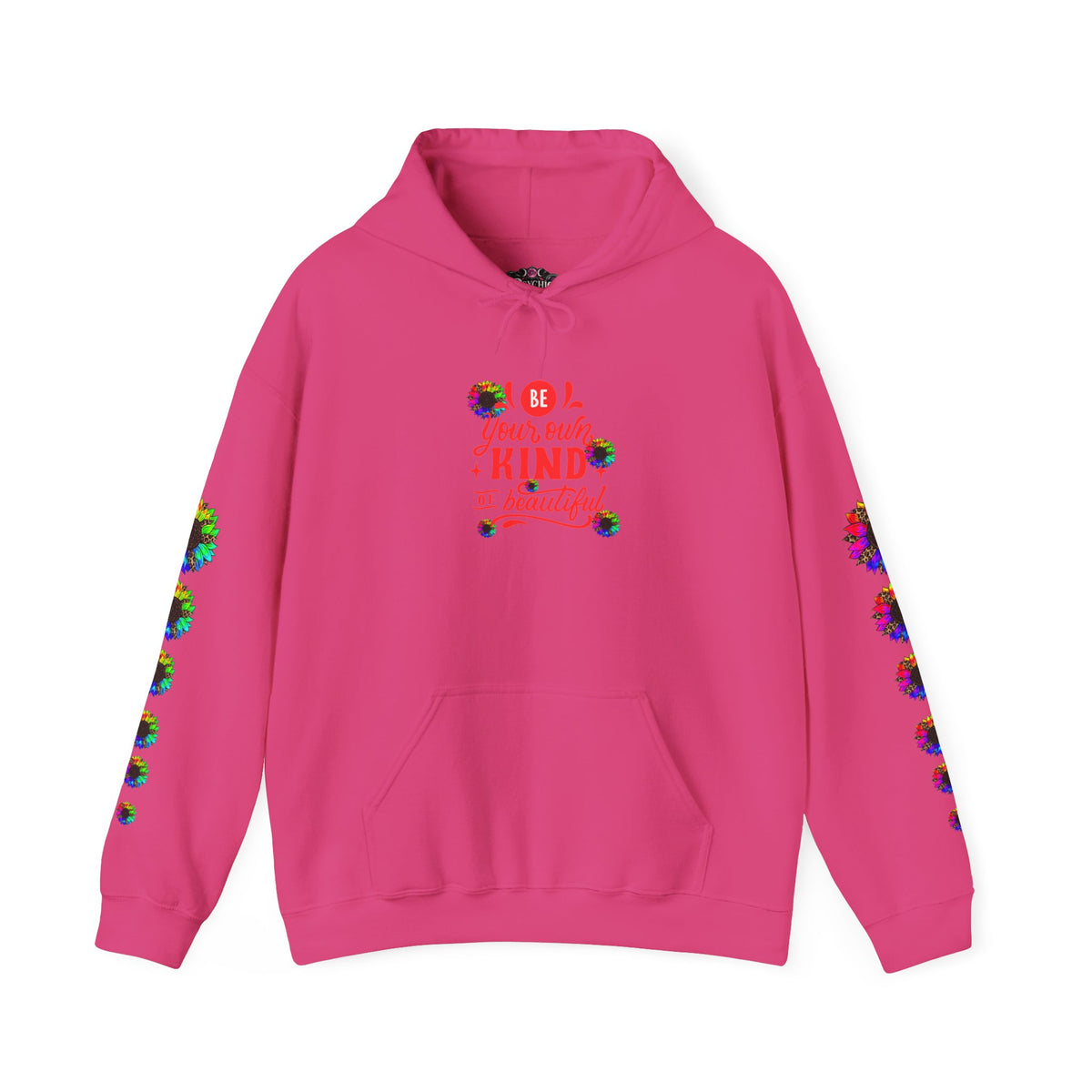 Inspirational Floral Hoodie – "Your Smile is Kind & Beautiful" Rainbow Sunflower Cozy Pullover