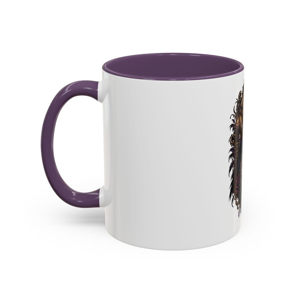 Gothic Raven & Skull Accent Coffee Mug — Dark Floral Occult Tea Cup