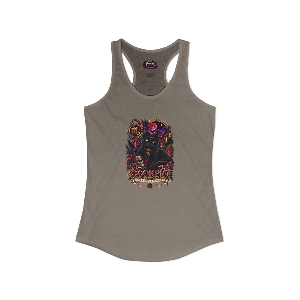 Scorpio Black Cat Bombay Zodiac Tank- Celestial Astrology Cat Lover Tank
