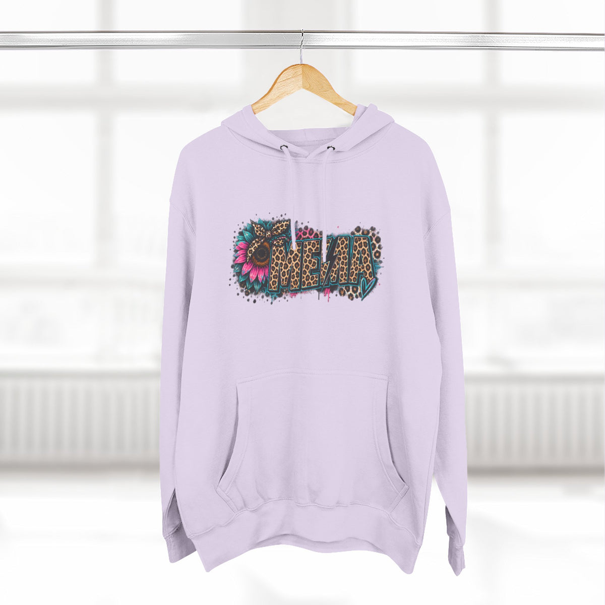 MEMA Leopard Floral Heat Hoodie — Cozy Fleece Pullover with Leopard & Flowers Design