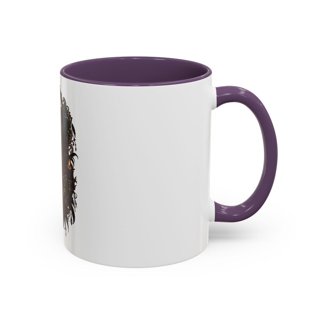 Gothic Raven & Skull Accent Coffee Mug — Dark Floral Occult Tea Cup