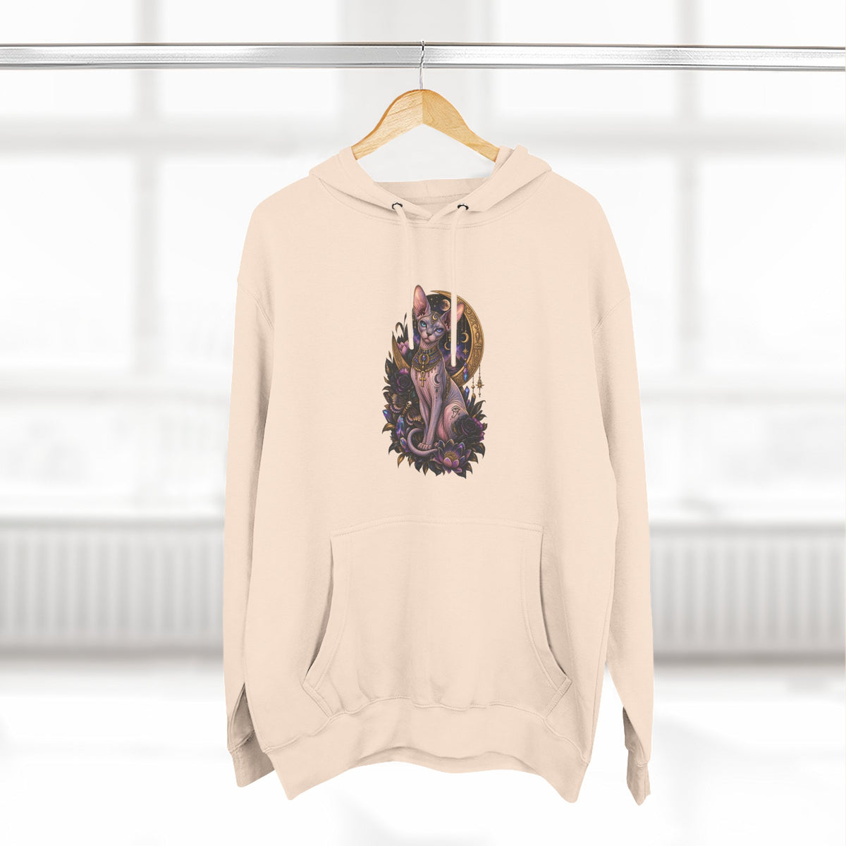 Mystic Moon Egyptian Sphynx Cat Hoodie — Gothic Feline Graphic Pullover