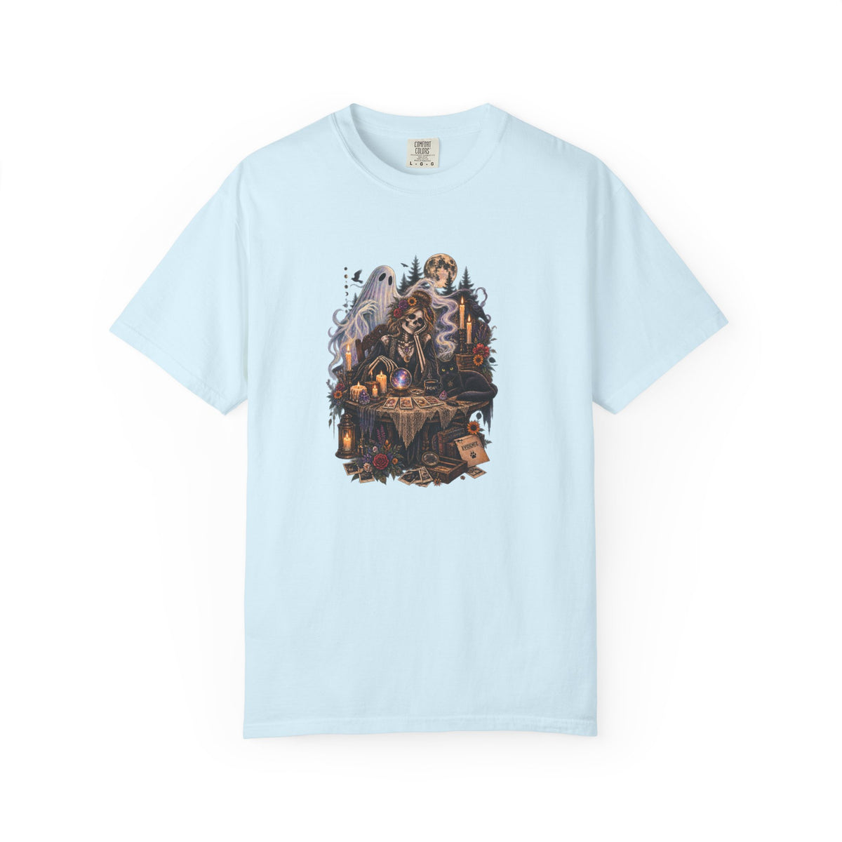 Tarot Seance Skeleton, Black Cat & Ghost Graphic Tee