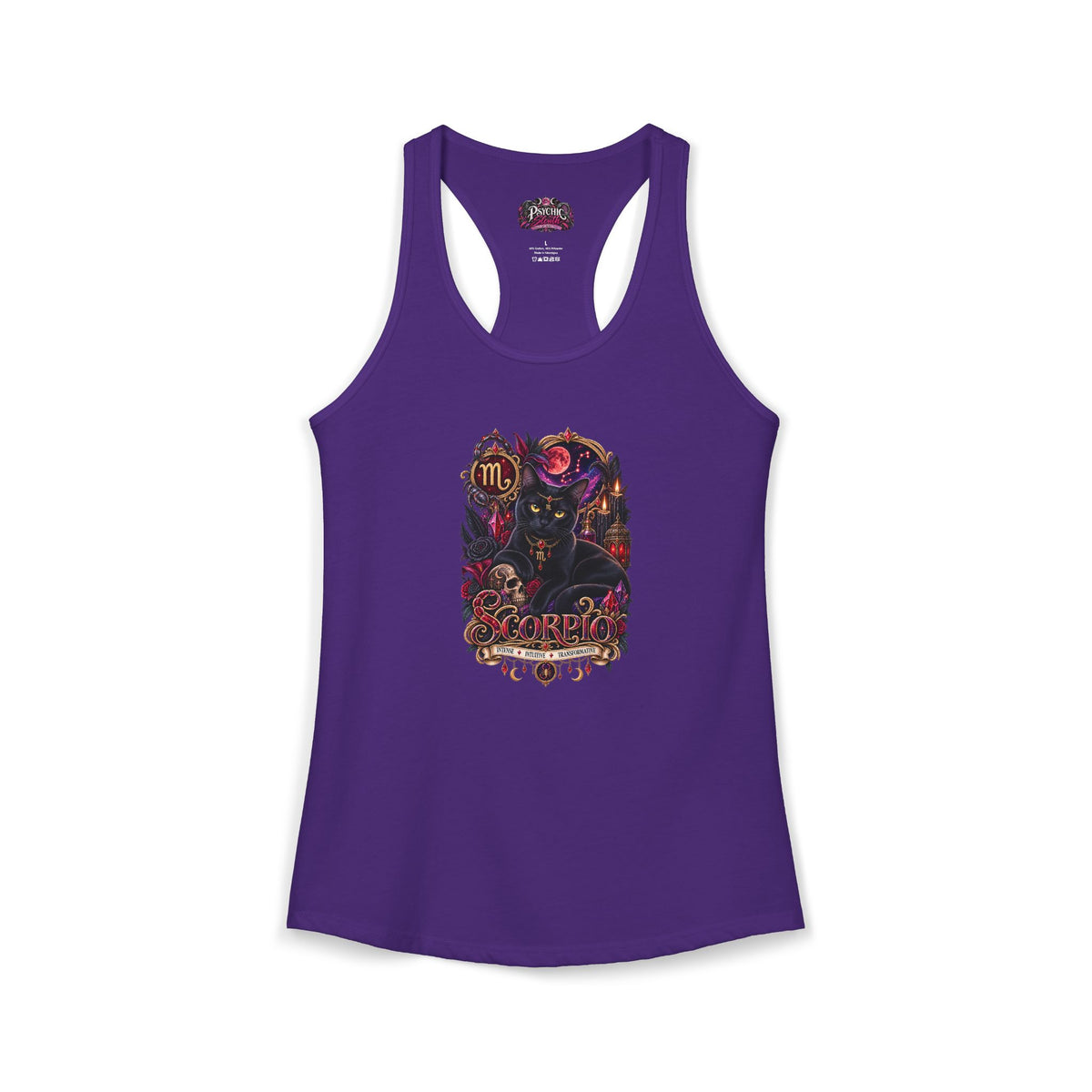 Scorpio Black Cat Bombay Zodiac Tank- Celestial Astrology Cat Lover Tank