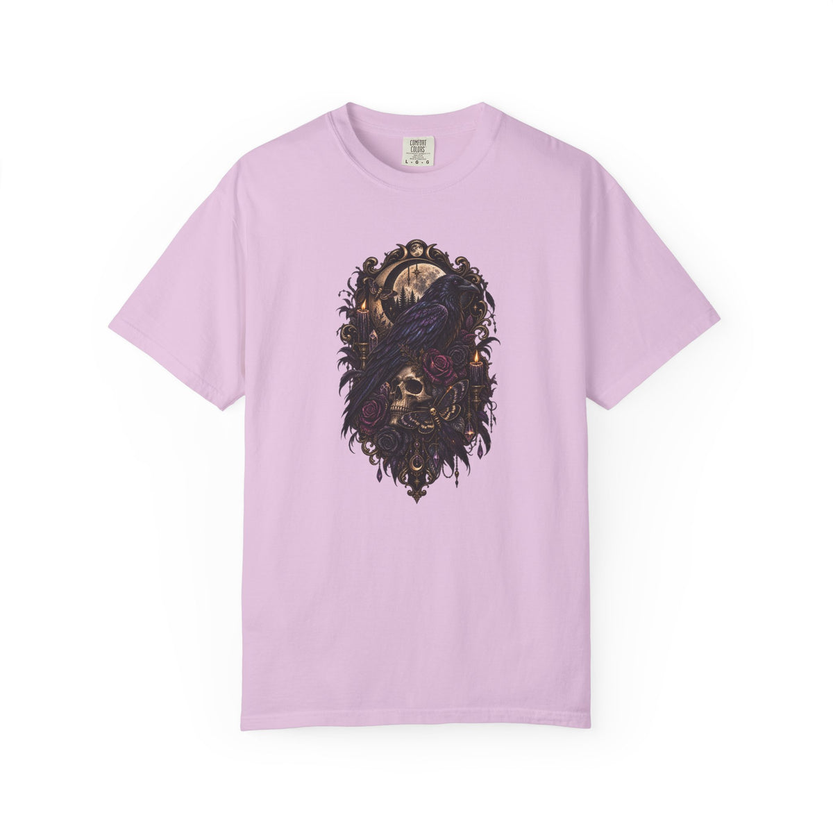 Skull & Crow Graphic Tee — Gothic Vintage Skull with Raven Design