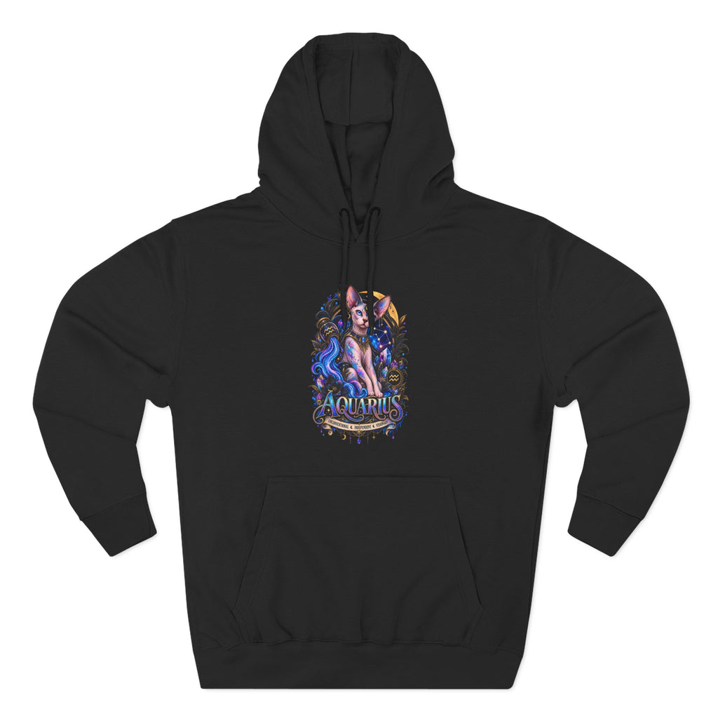Aquarius Sphynx Cat Zodiac Hoodie- Celestial Astrology Cat Lover Sweatshirt