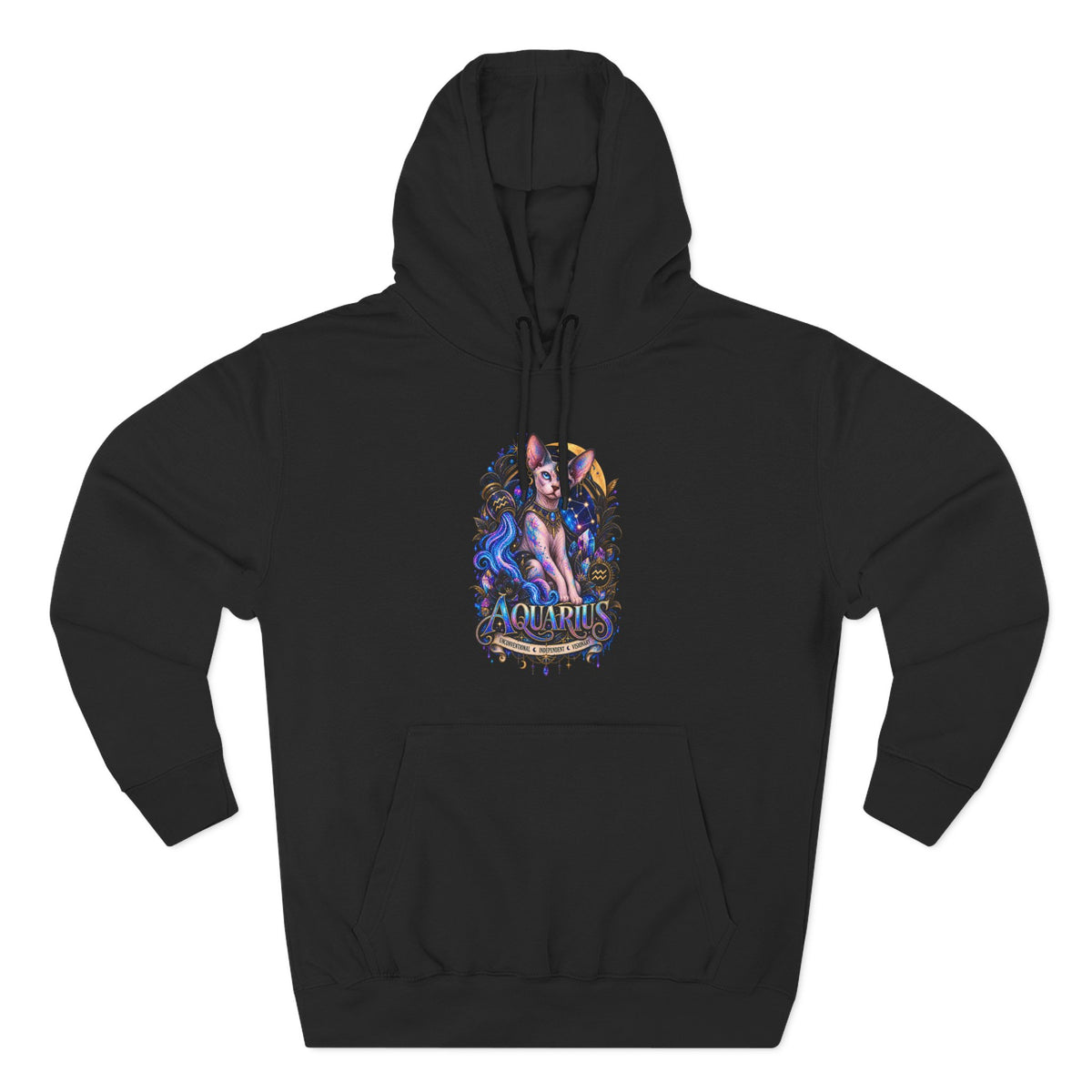 Aquarius Sphynx Cat Zodiac Hoodie- Celestial Astrology Cat Lover Sweatshirt