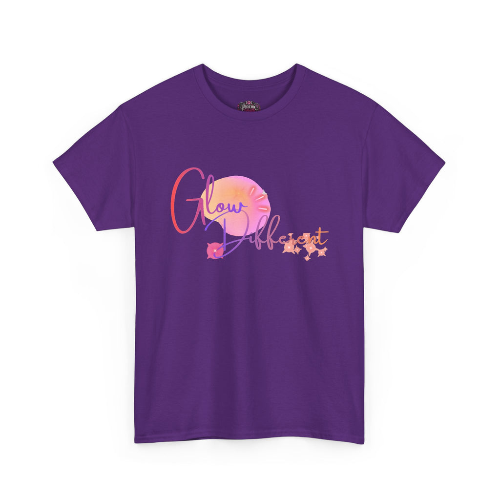 Glow Different Tee — Inspirational Pastel Script Graphic T-Shirt