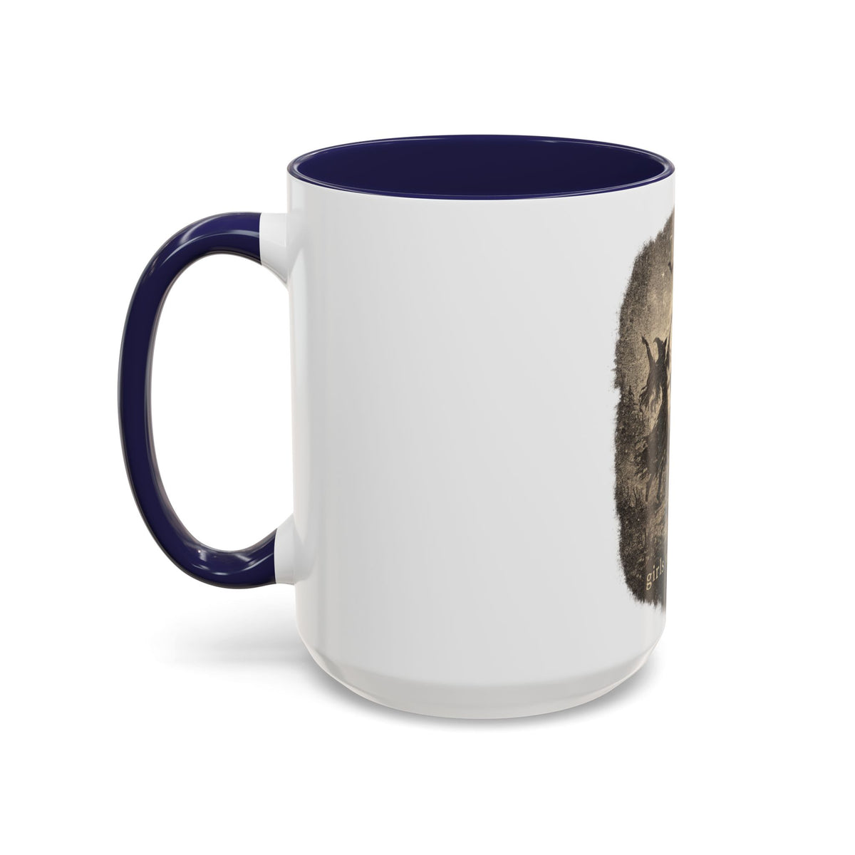 Witch Circle Coffee Mug — "Girls Will Be Girls" Vintage Halloween Accent Mug