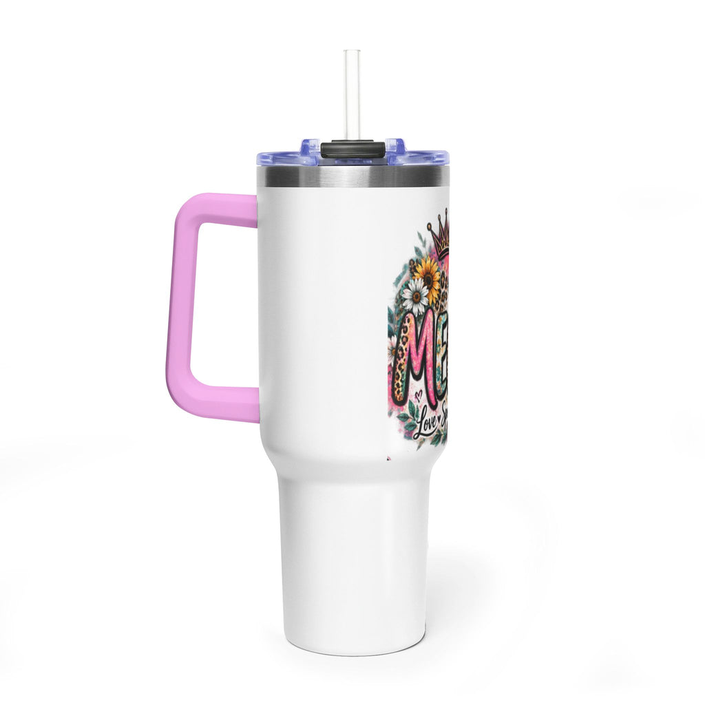 40oz Mama Tumbler – Floral Crown, Butterfly & 'Mama' Design Vacuum Thermal Mug
