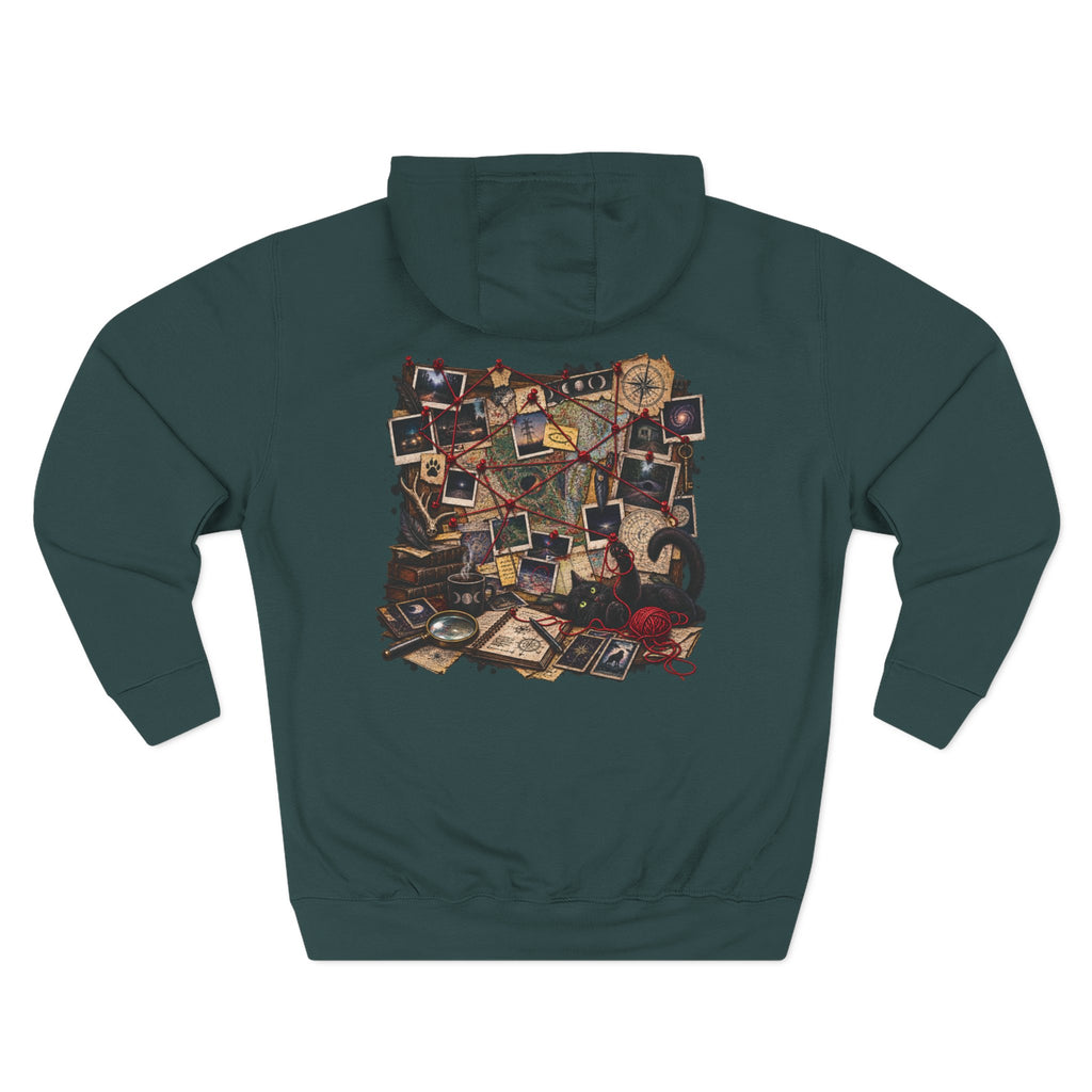 Detective Collage Hoodie — Vintage Mystery Photos & Magnifying Glass Graphic