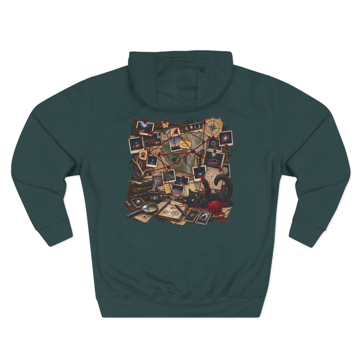 Detective Collage Hoodie — Vintage Mystery Photos & Magnifying Glass Graphic