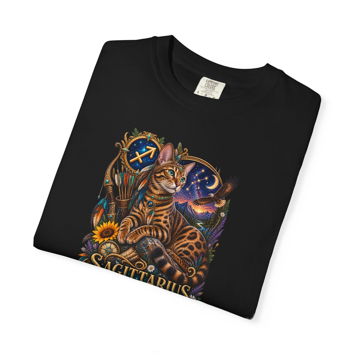 Sagittarius Zodiac Bengal Cat T-Shirt — Astrological Archer Horoscope Tee