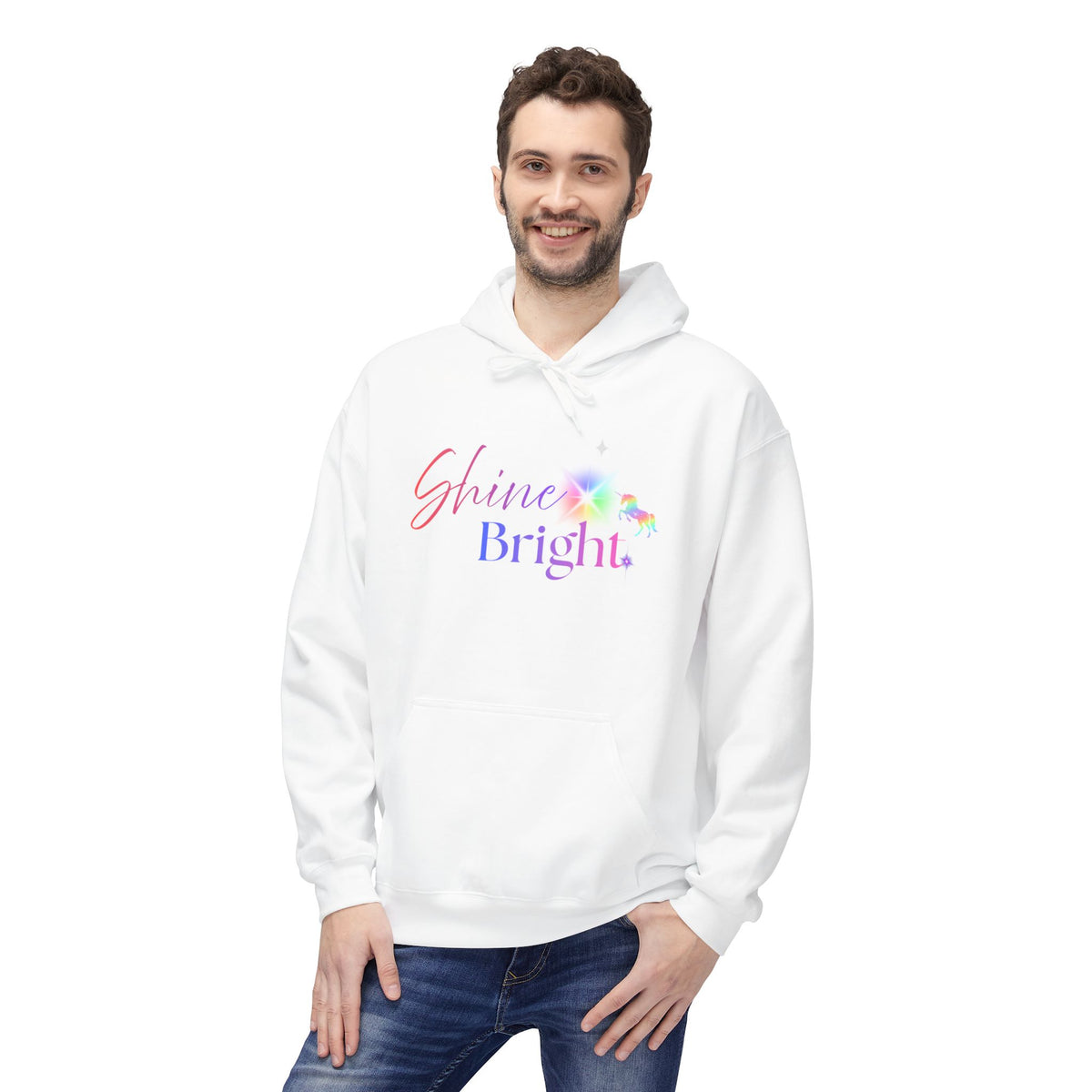 Shine Bright Pastel Hoodie — Inspirational Rainbow Graphic Hoodie