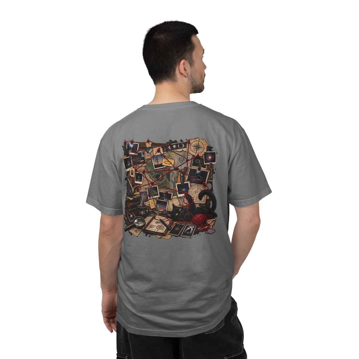 Mystery Evidence Board T-Shirt — Crime Scene Collage Graphic Tee