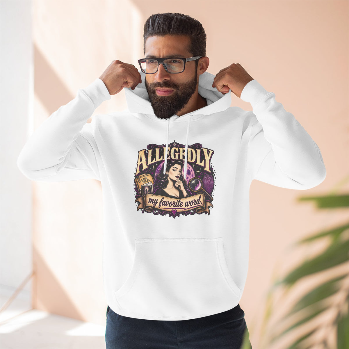 Hoodie — "Allegedly My Favorite Word" Retro Witch Graphic