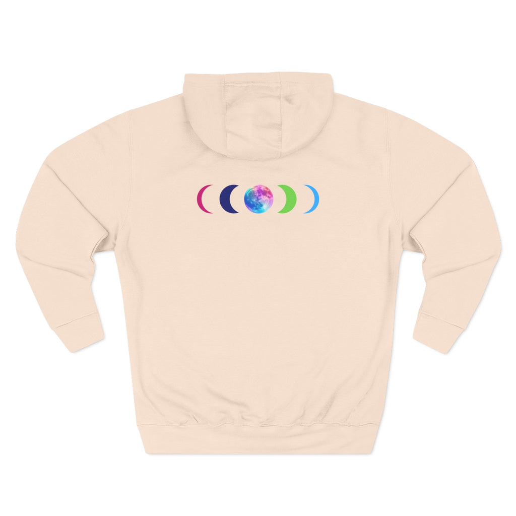 Rainbow Wolf Silhouette Hoodie | Colorful Moon Graphic