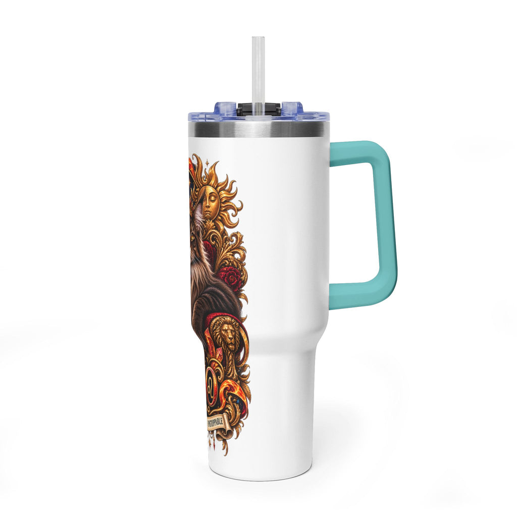 Leo Zodiac 40oz Vacuum Tumbler – Maine Coon Cat Astrology Travel Mug