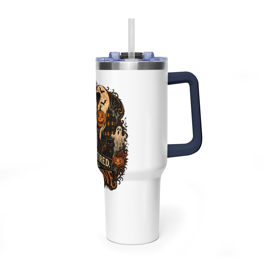 40oz Halloween Tumbler — "Dead Tired, Still Festive" Thermal Cup
