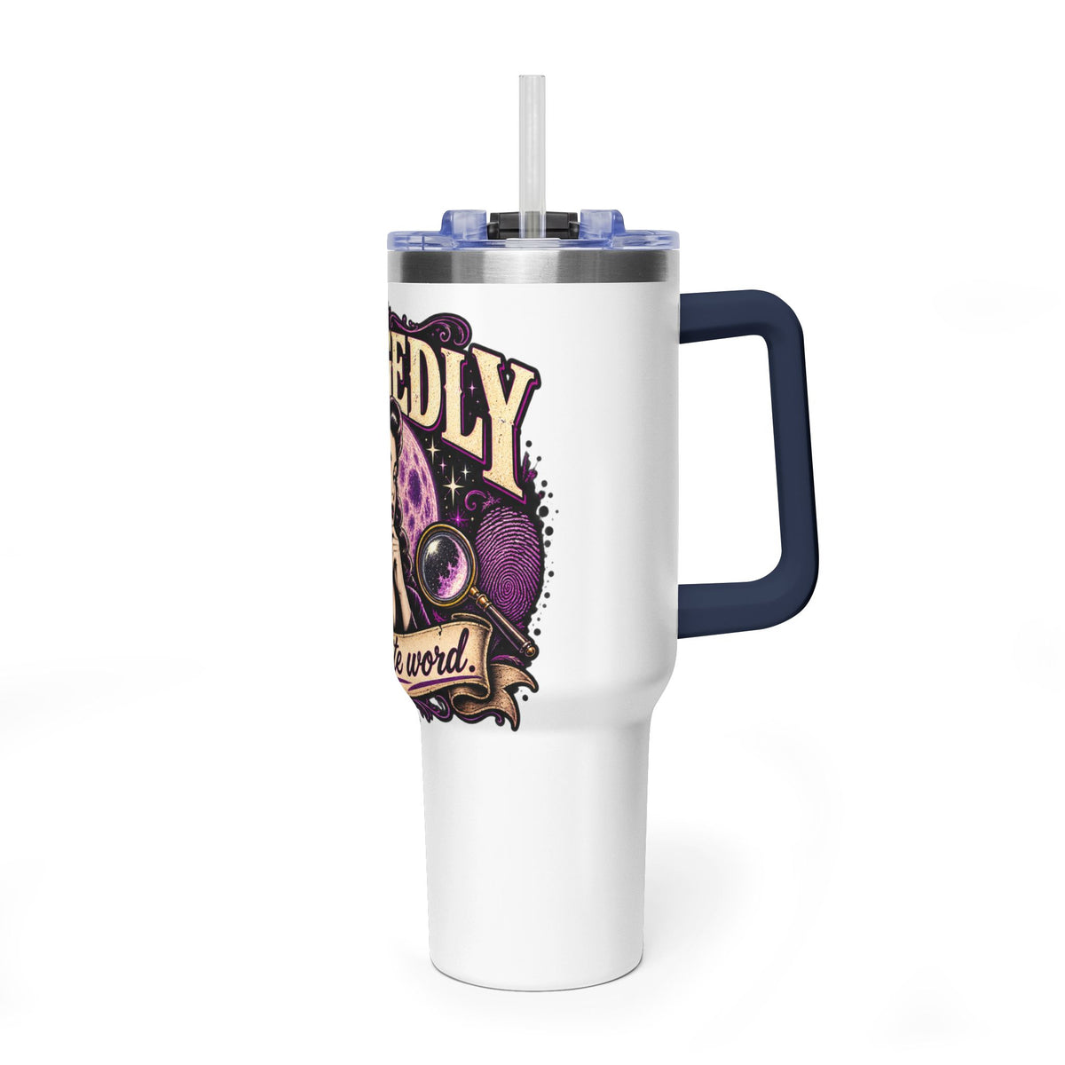 40oz Vacuum Tumbler - "Allegedly" Retro Detective Graphic