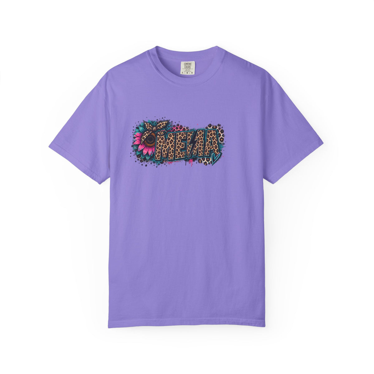 MEMA Leopard Floral Logo T-Shirt — Vintage Animal Print Graphic Tee