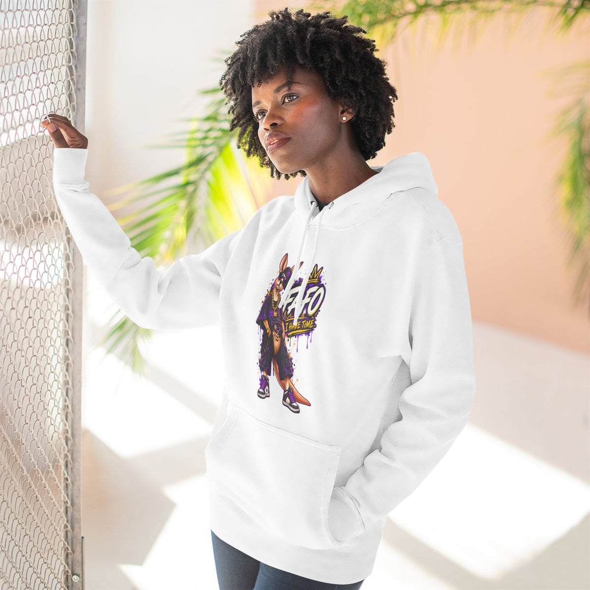 Streetstyle Kangaroo Graphic Hoodie — "FAFO" Retro Character Pullover