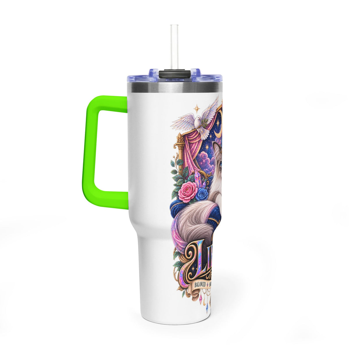 Libra Persian Cat 40oz Vacuum Tumbler — Zodiac Thermal Travel Mug
